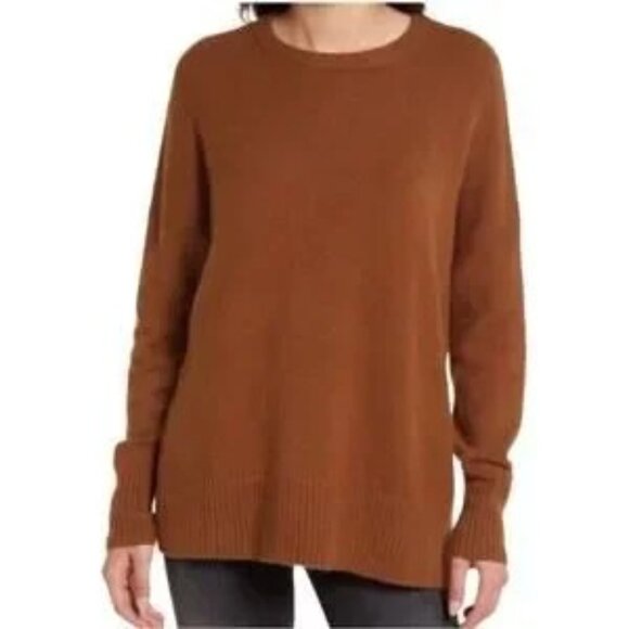 Treasure & Bond "Rust Leather"  Wool-Blend Oversized Crewneck Sweater | Size S - Picture 1 of 9